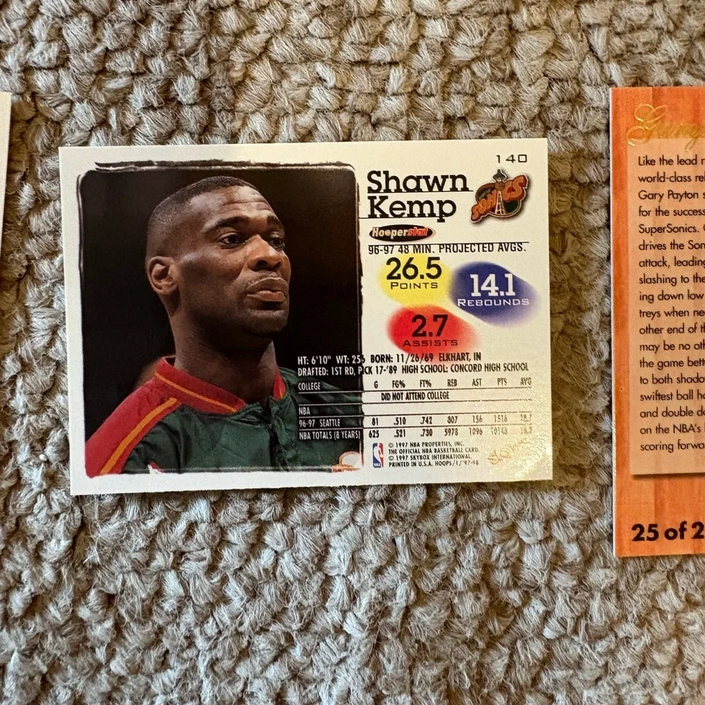6 Seattle Supersonics Trading Cards-Rare cards Gary Payton and Shawn Kemp - Picture 13 of 14